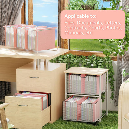 ANSOOK Hanging File Folders Letter Size,7 Pockets Expandable Accordion File Folder Organizer,3 Pack Extra Capacity File Folders Hanging with Tabs,Wheat Straw File Cabniet Folders for Office School