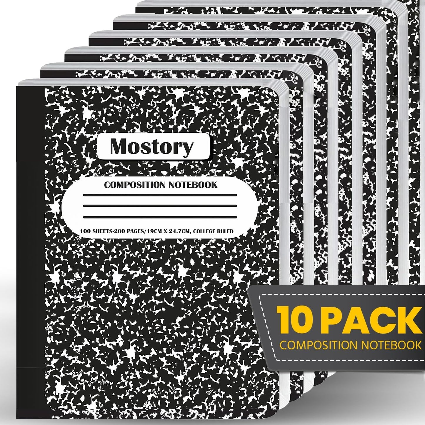 MOSTORY 50 Pack Bulk Composition Notebook - College Ruled 200 Pages (100 Sheets), Size 7.5" x 9.75", Bulk School Supplies, Office, Bulk Notebooks for School, Writing Journal Notebook with Lined Paper
