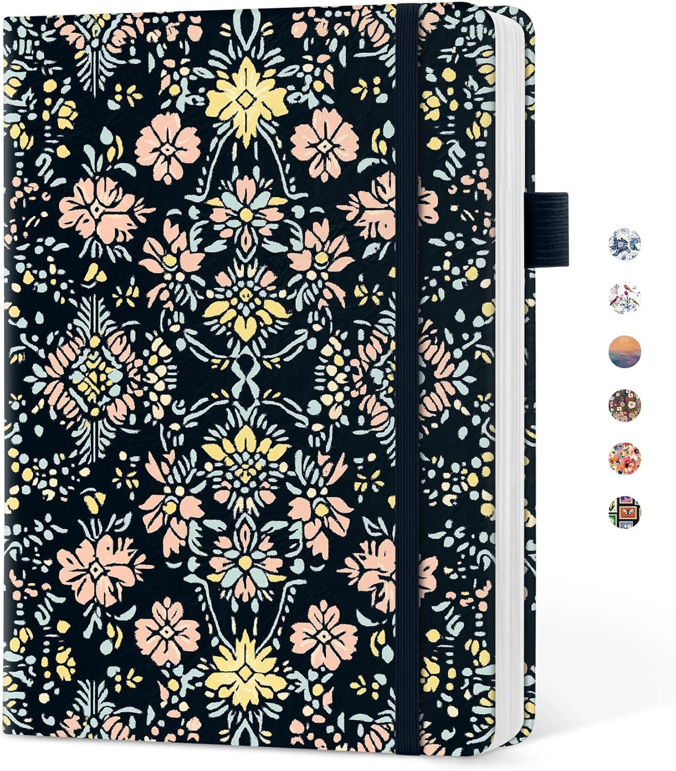 Taja Pretty Lined Journal for Women, Aesthetic Cute Hardcover Leather Journal for Writing, A5 College Ruled Notebook for Work & Note Taking, Perfect for Office School Home, 160 Pages, Meadow Flowers