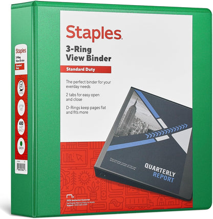 Staples Standard 2-Inch 3-Ring View Binder, Holds Up to 450 Sheets, Orange, Durable Binder for Office & School