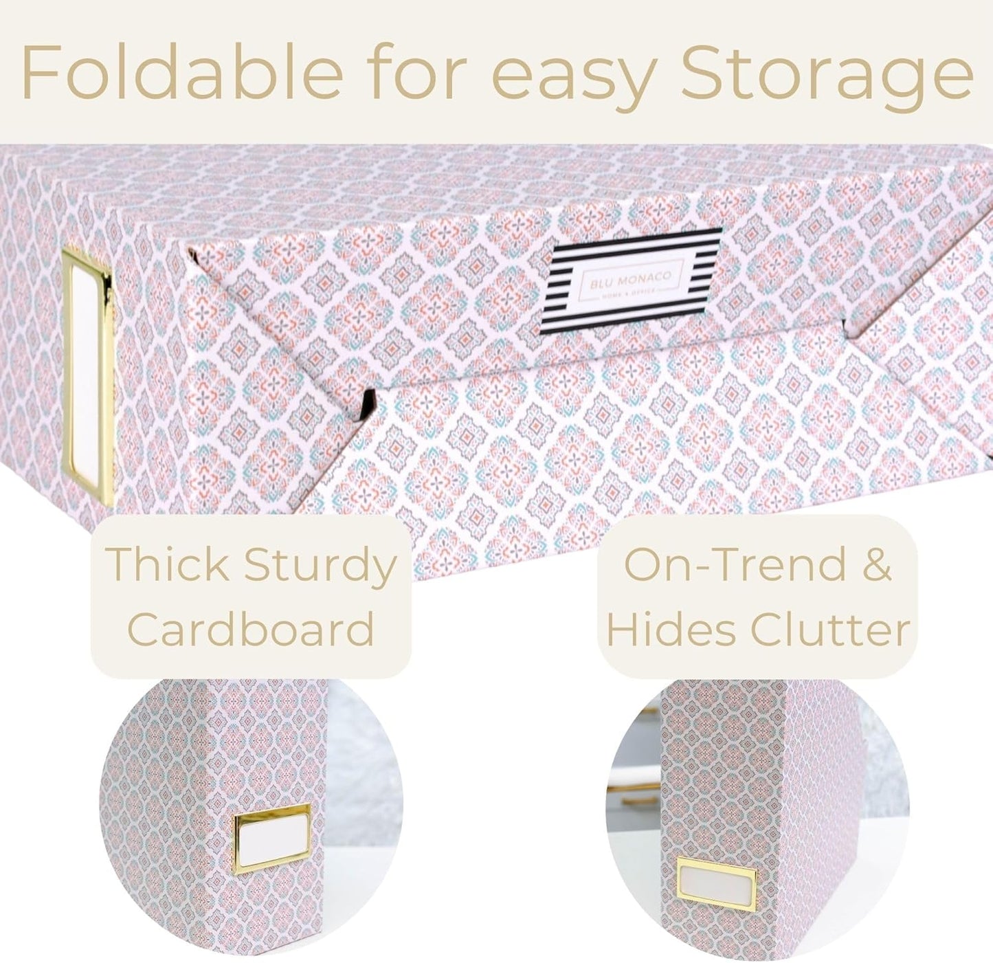 BLU MONACO | Cardboard Magazine File Holder Set of 4 | Vertical Magazine File Holder for Desk and Shelves | Standing File Holder for Classroom School Paper Storage