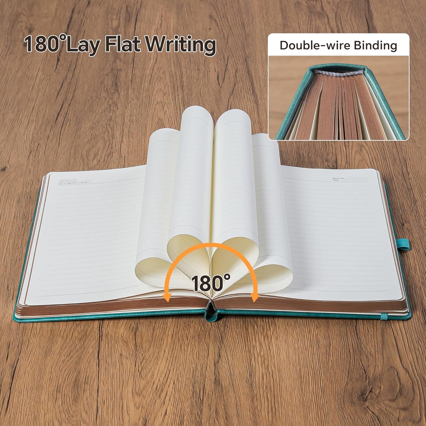 Journal Notebook for Women/Men, Daily for Classic Lined Writing,360 Pages Leather Hardcover with Vintage Sun & Moon Design, SeaGreen, A5 (14.5 x 21 cm)