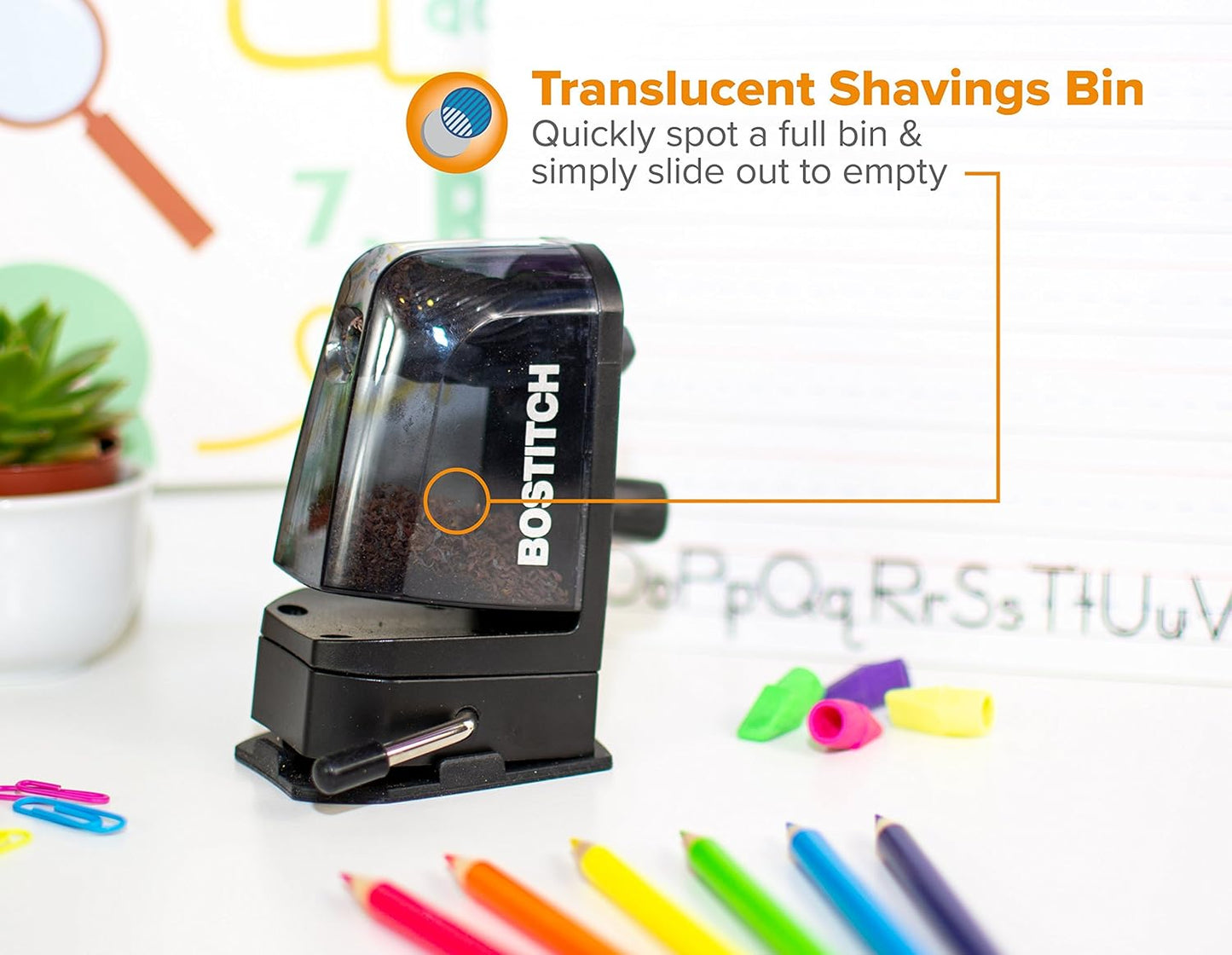 Bostitch Office Multi-Mount Manual Pencil Sharpener, Vacuum Mount or Screw Mount, Black (MPS2-BLK)