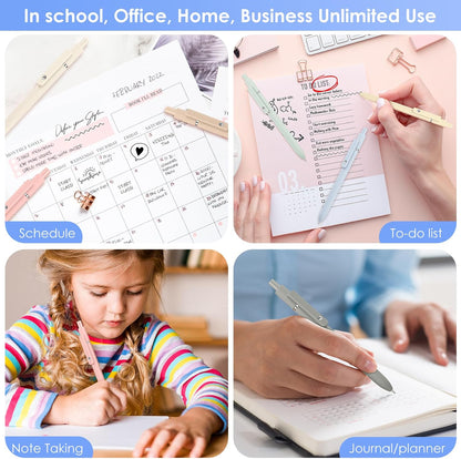 Donyang Gel Pens, 7pcs 0.5mm Black Ink Pens Quick Dry Fine Point Smooth Writing Pens for Journaling Note Taking, Cute Nurse Teacher Work Desk Accessories Office School Supplies Gifts for Women Men