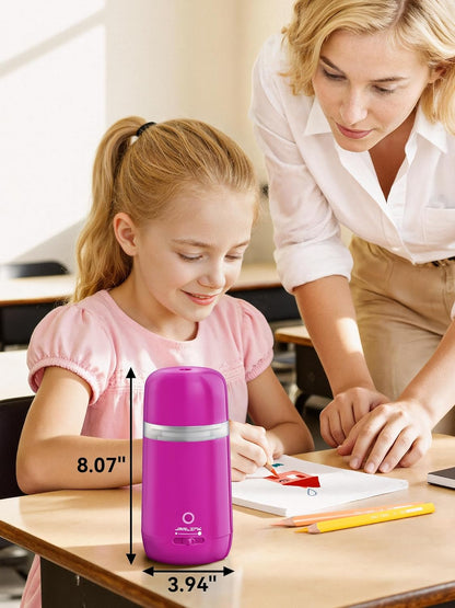 JARLINK Automatic Electric Pencil Sharpener - Hands-Free Operation, 3 Sharpness Modes, 3-Second Sharpening, Rechargeable & Portable for 7-12mm Pencils, Ideal for Classroom and Home Use (Black)