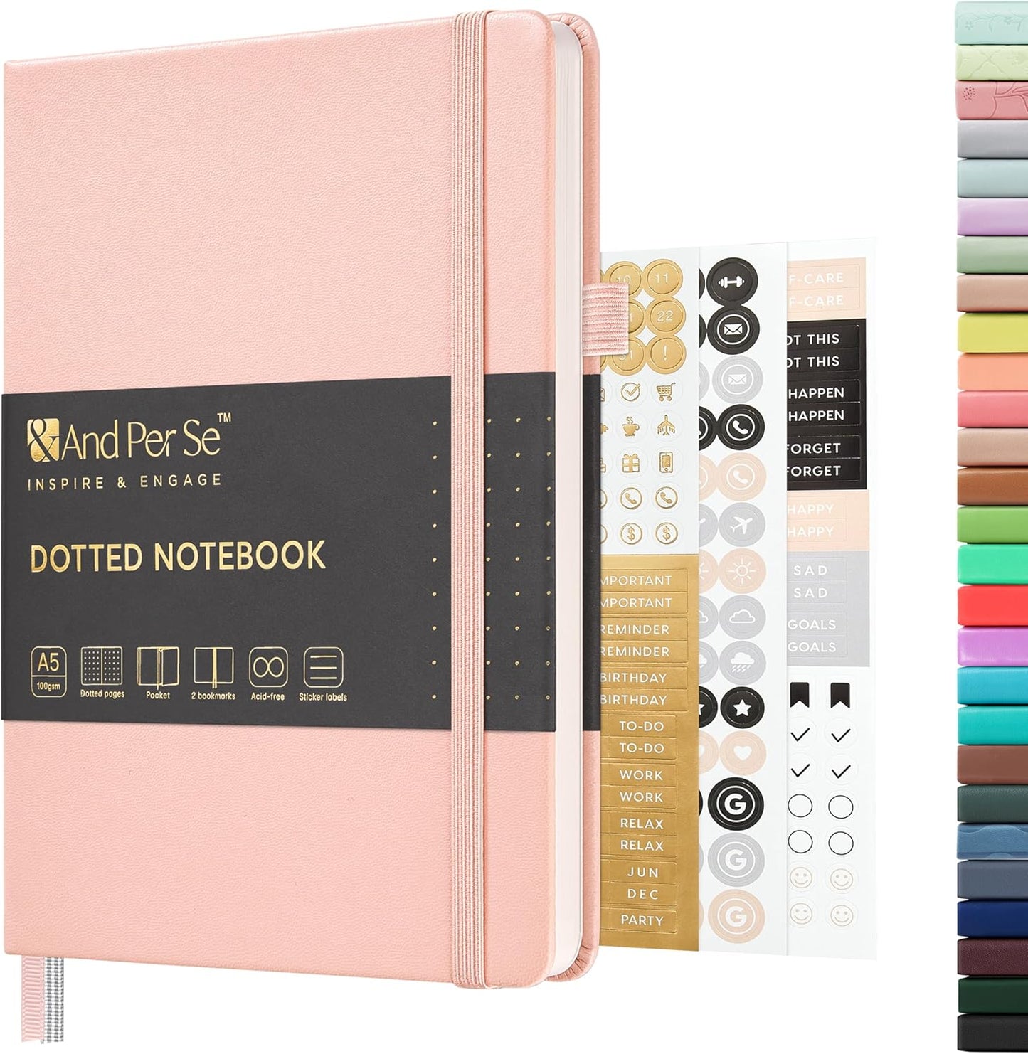 &And Per Se Lined Journal Notebook, 160 Pages, A5 5.7 x 8 inches College Ruled Thick Paper Notebook Journals for Writing, Hardcover Notebooks for Women Men Office School (1 Pack, Green) - Colors A