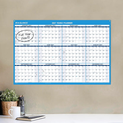 AT-A-GLANCE Dry Erase Calendar 2026-2027 Academic & Regular Year Wall Planner, 12-Month, 24" x 36", Double Sided, Vertical (PM210S28)