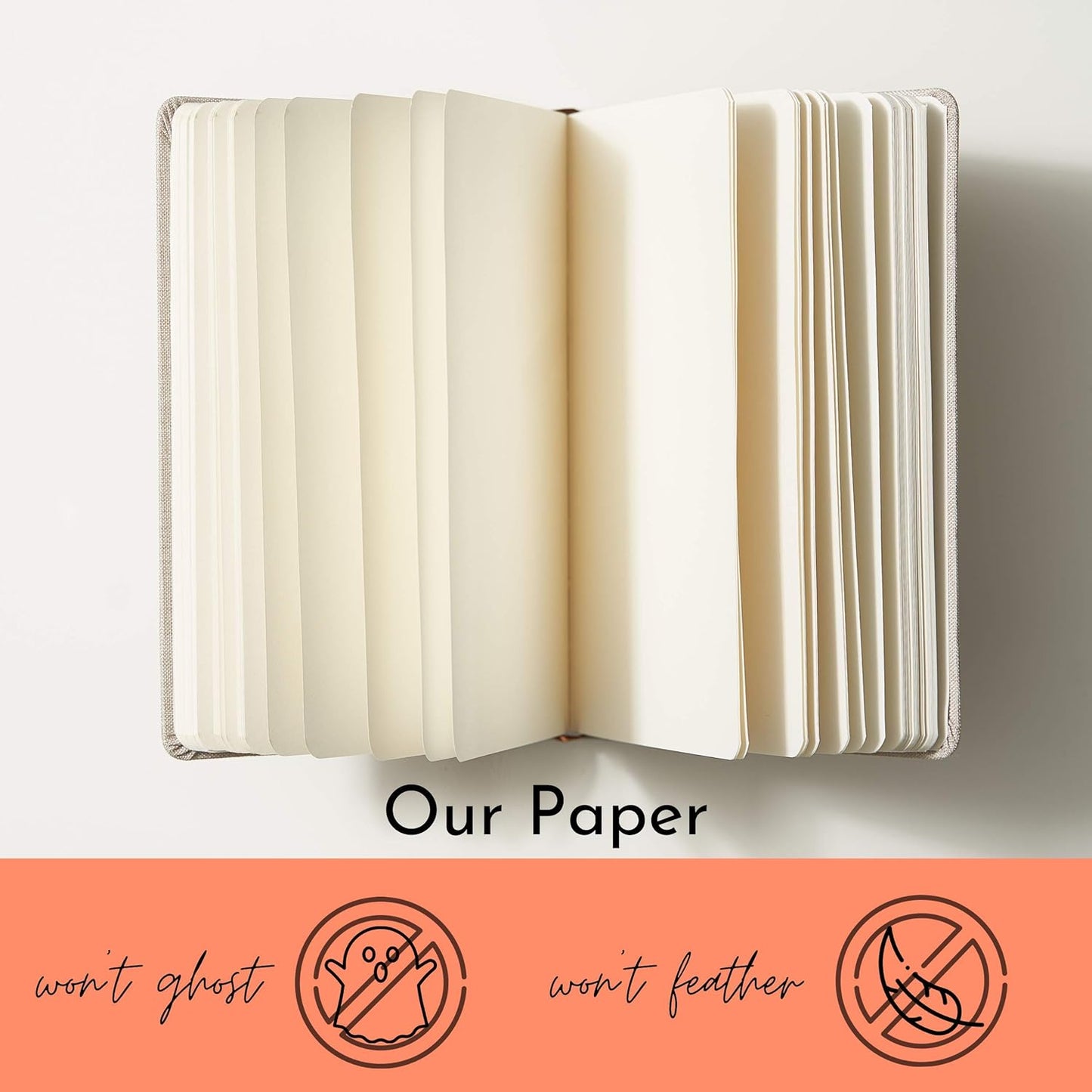 Portage Blank Hardcover Aesthetic Notebook Writing Journal – Bleed-Proof Paper Notepad for Journaling, High GSM, A5 Notebook, Cream Pages - Salmon, 6 x 8.5 Inches, 224 Pages