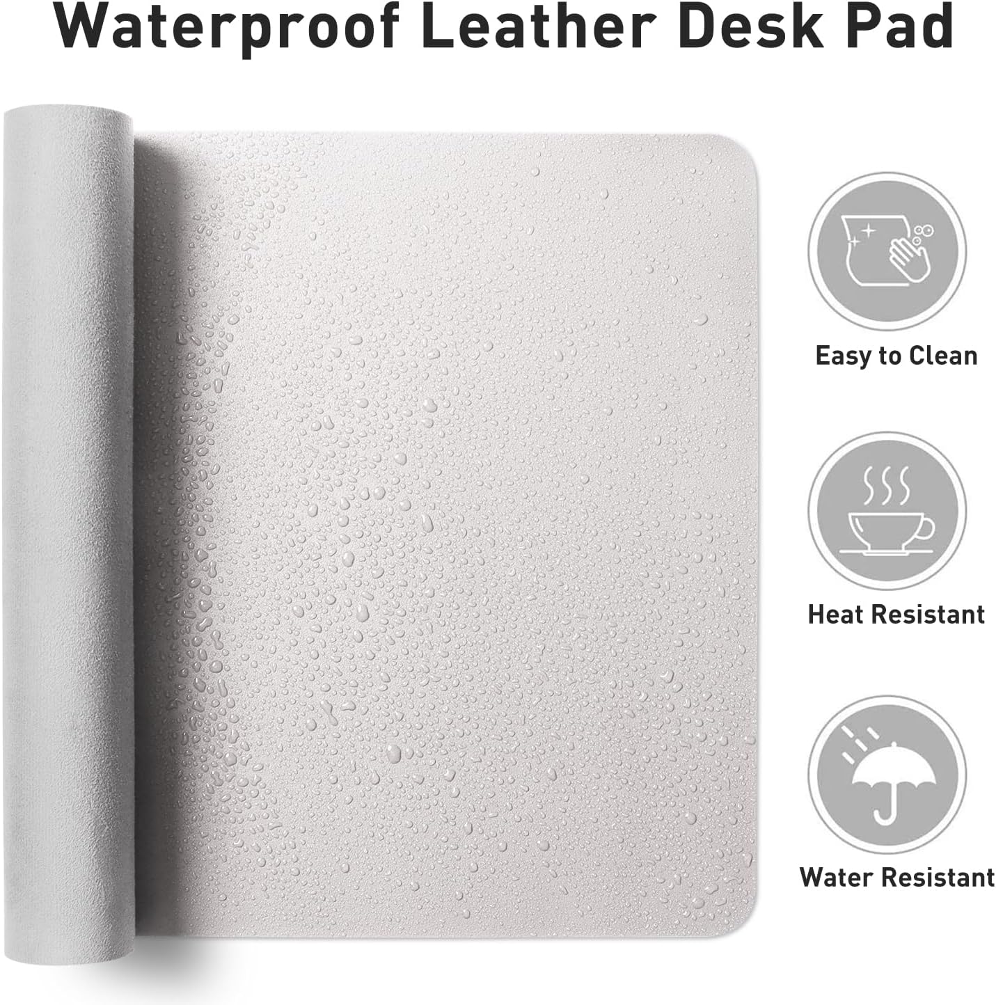 Aothia Non-Slip Waterproof PU Leather Desk Pad Protector for Mouse, Writing Desk, Office, Home, Laptop Blotter, 23.6" x 13.7", Black - Colors B
