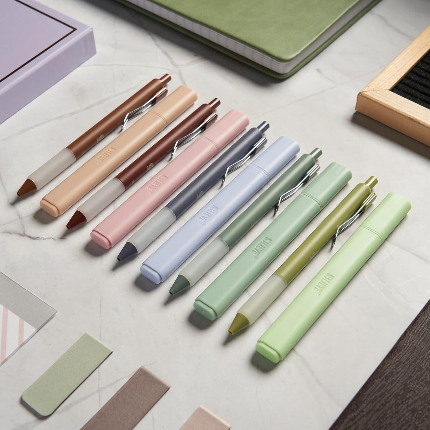 BLIEVE - Aesthetic Highlighters and Gel Pens With Soft Ink and Chisel Tip, Bible Highlighters and Pens No Bleed, Dry Fast Easy to Hold, for Bible Journaling Planner School Supplies (MORANDI)