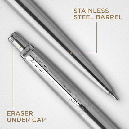Parker Jotter Ballpoint Pen, Stainless Steel with Chrome Trim, Medium Point, Blue Ink - Smooth Writing, Sleek, Polished, Professional, Desk Essentials