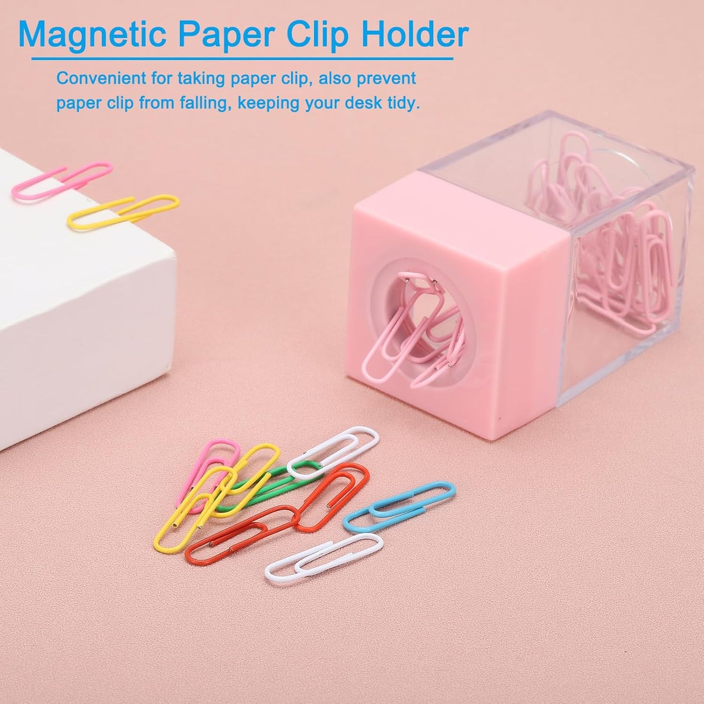 PATIKIL Magnetic Paper Clip Holder Dispenser, Large Capacity Paper Clip Organizers with Magnetic Top for Desk Supplies, Office, Classroom, Home, Purple