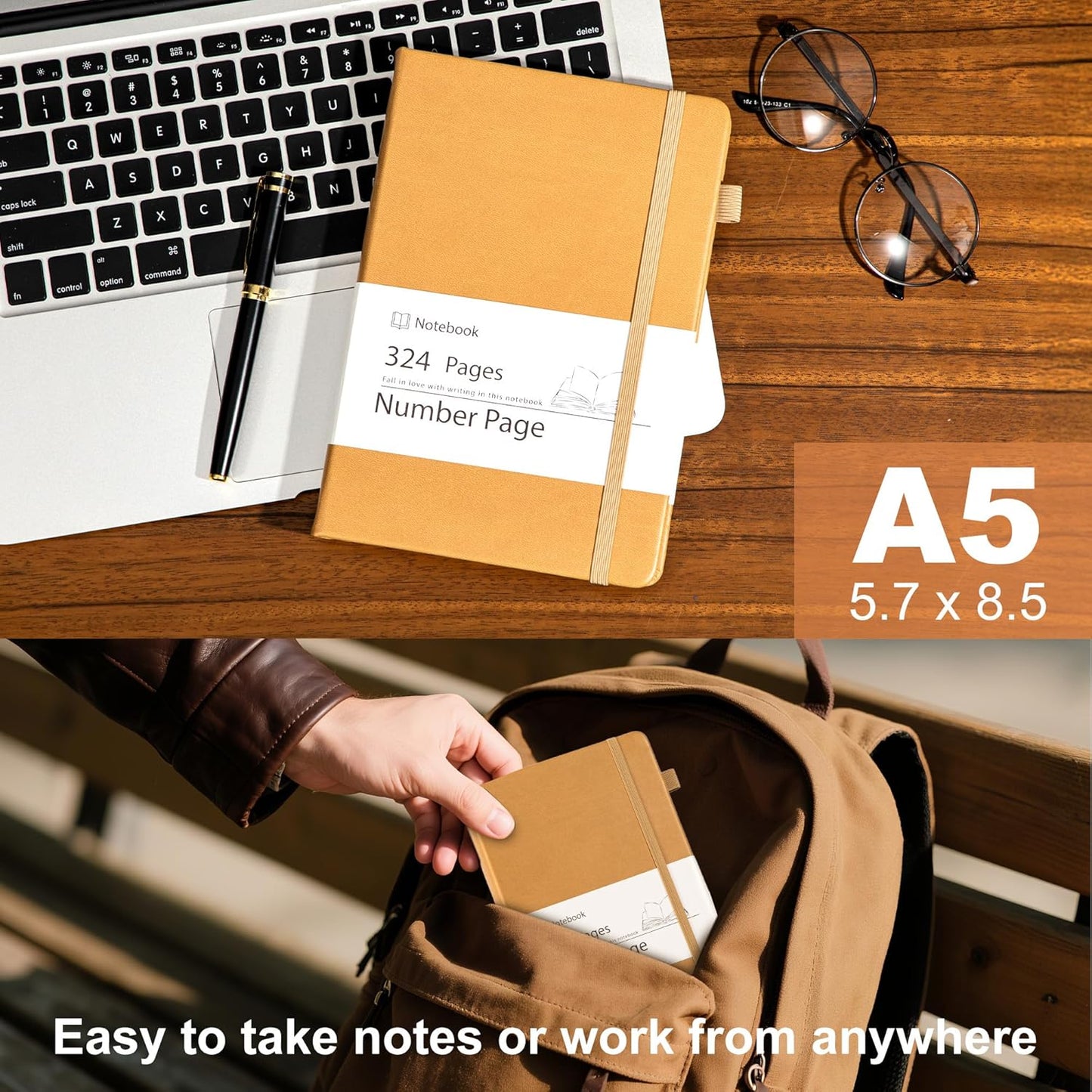 Yoment Leather Journal for Men Women, 324 Numbered Pages Thick Journals for Writing with Contents, A5 Hardcover College Ruled Journaling Notebooks for Travel, Note Taking, Diary, Green