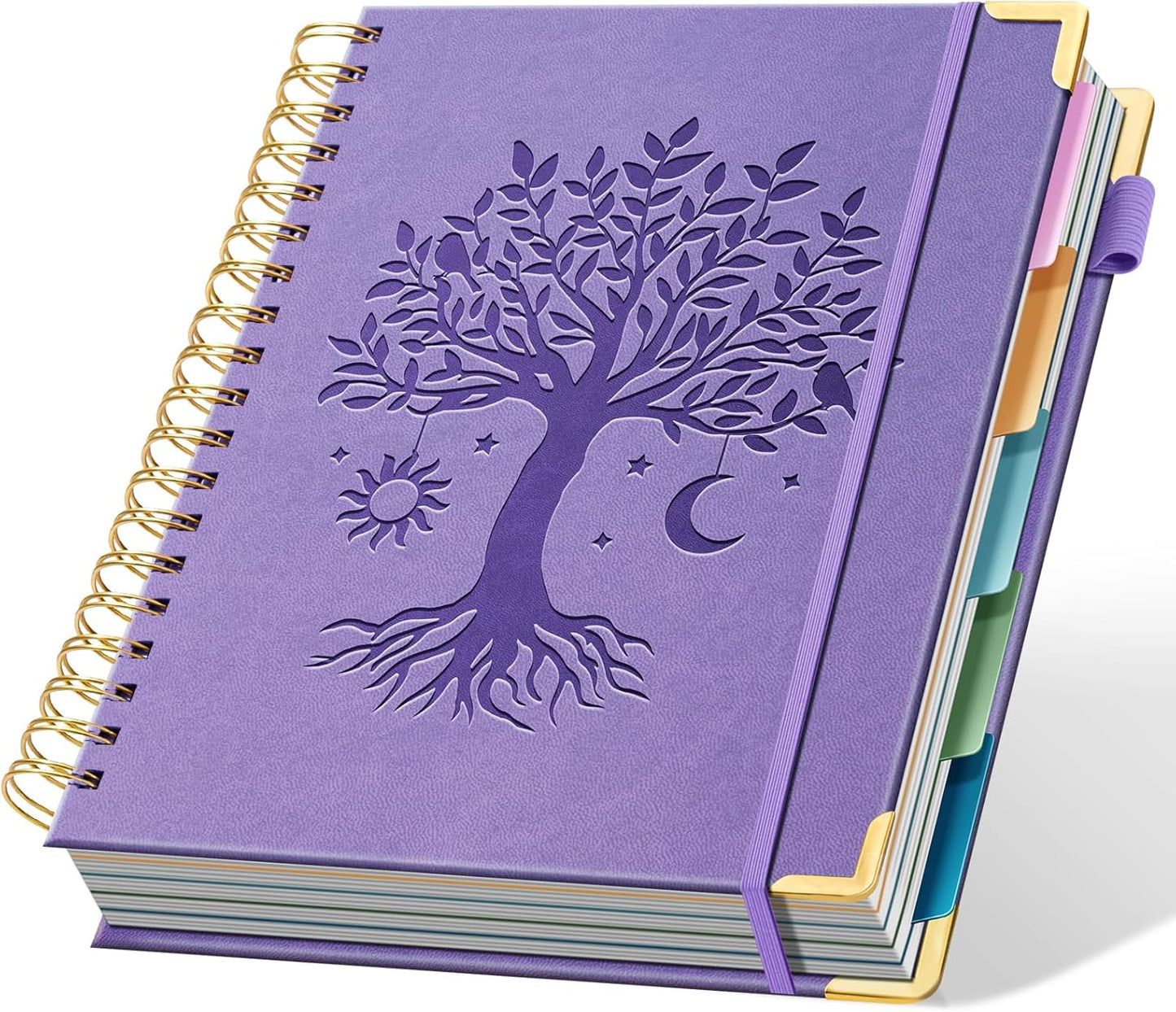 Ovesmusl Hardcover Spiral Notebook 8.5" x 11" with 5 Removable Dividers 300 Pages Leather 5 Subject Notebook College Ruled 100GSM Large Spiral Notebooks for Work Thick Lined Journal for Women, Green