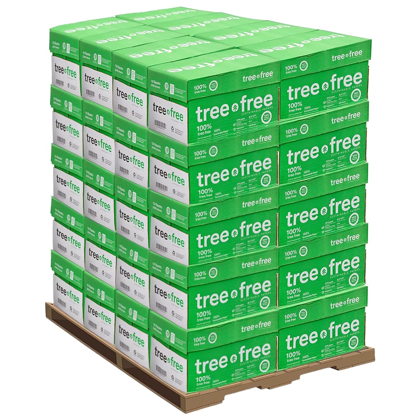 Tree Free Copy Paper 8.5 x 11, 92 Bright 20 lb. Made from Sugarcane Waste Fiber Carbon Neutral 40 Carton - 200,000 Sheet Pallet