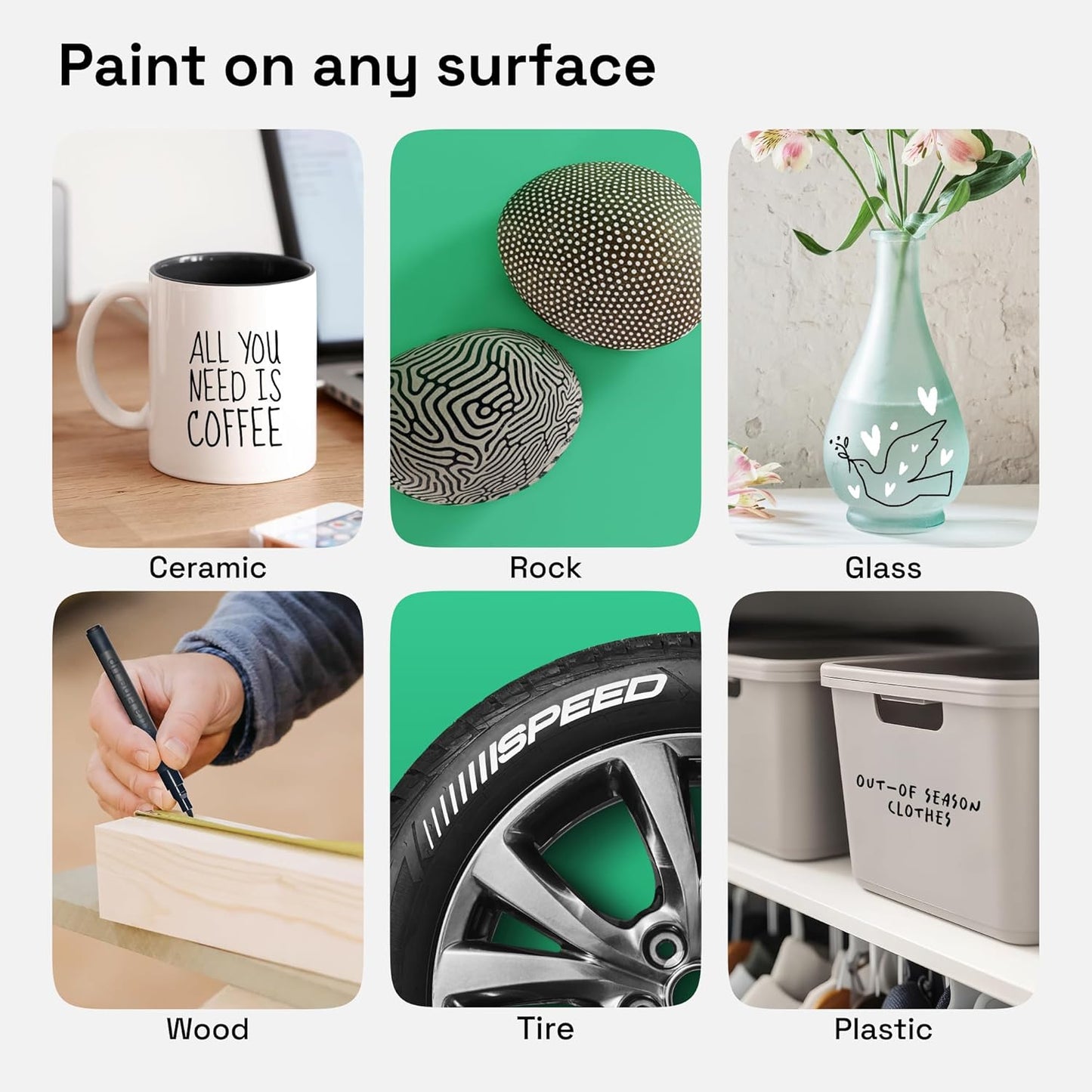ARTISTRO 2 White Permanent Marker - Waterproof Markers for Tire, Fabric, Rocks, Glass, Ceramic, Wood, Paper - Oil Based Paint Pens - Extra-Fine Tip 0.7mm