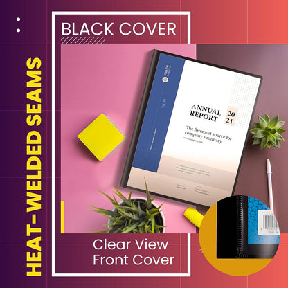 Better Office Products 24 Pocket Bound Presentation Book, Black, Clear View Front Cover, 48 Sheet Protector Pages, 8.5" x 11" Sheets, Art Portfolio, Durable Poly Covers, Letter Size (2 Pack)