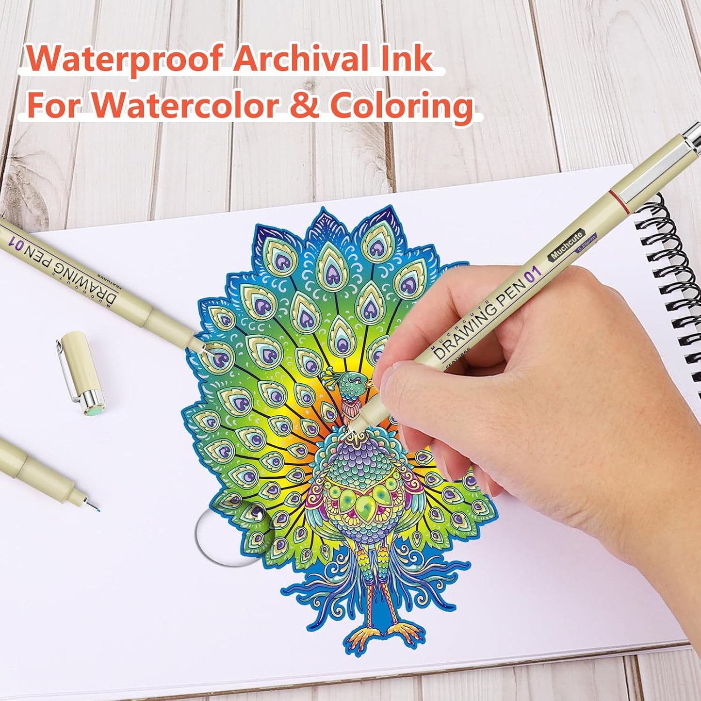 Muchcute Extra Fine Point Writing Pens:6 Black 0.25mm Ultra Thin Micron Pen 01 No Bleed Bible Journaling Study Supplies Annotation Smooth Waterproof Micro Line Tip Fineliner Gel Felt Ink Markers Stuff