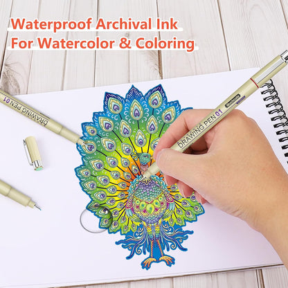 Muchcute Extra Fine Point Writing Pens:6 Black 0.25mm Ultra Thin Micron Pen 01 No Bleed Bible Journaling Study Supplies Annotation Smooth Waterproof Micro Line Tip Fineliner Gel Felt Ink Markers Stuff