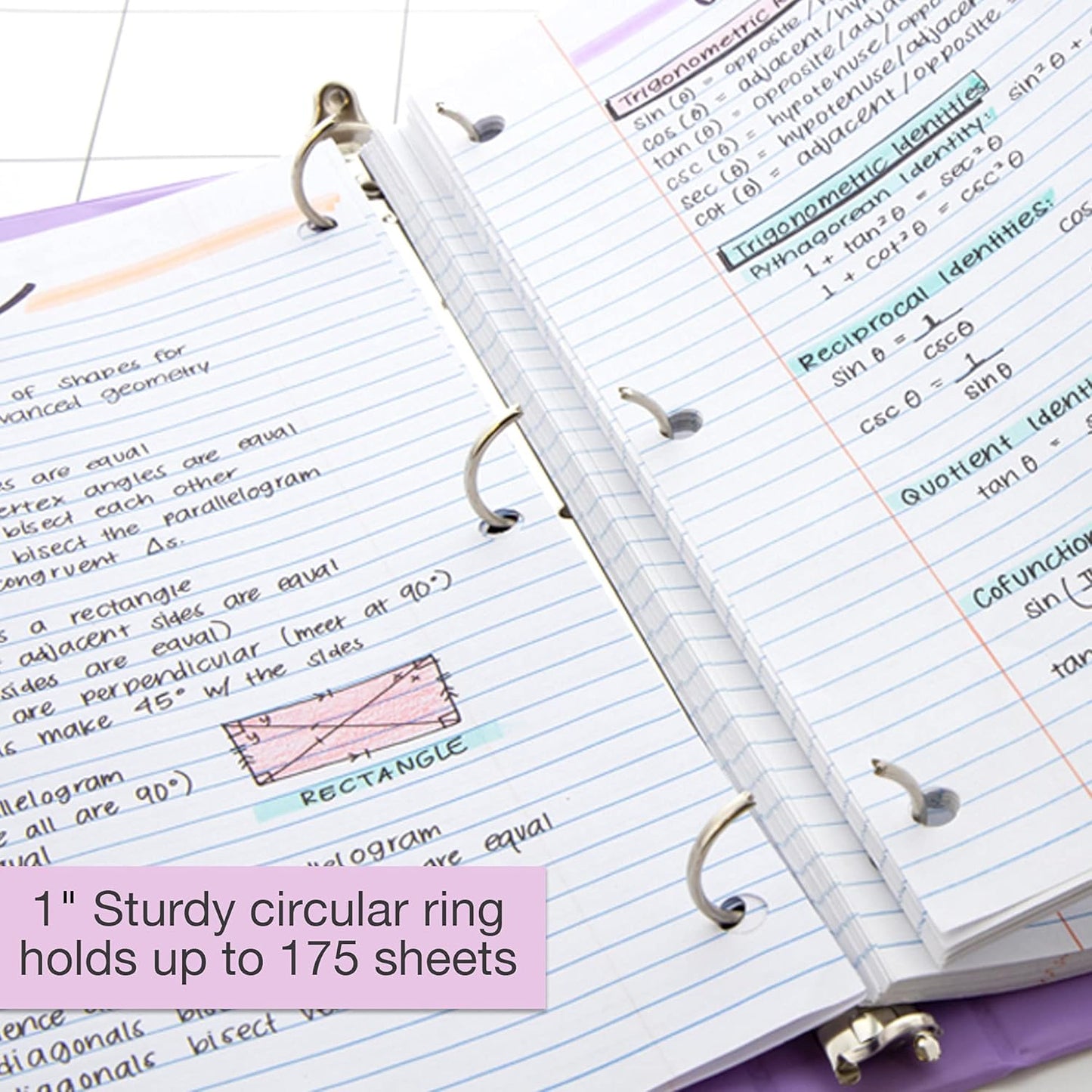 BAZIC Products 3 Ring Binder 1" Economy View Binders Organizer - Pastel Color, Round Ring, Hold 175 Sheets Paper, for School Office Home, 4-Count