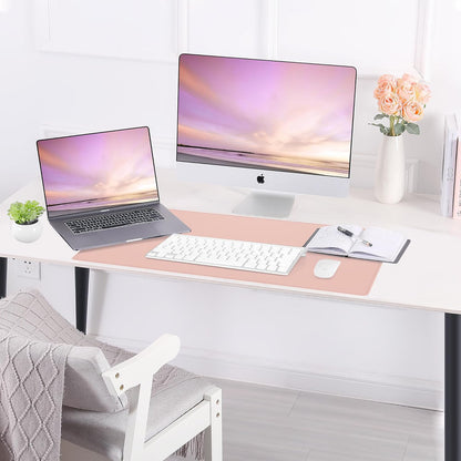 Large Desk Mat 47.2" x 17" Leather Desk Pad Protector with Natural Cork & PU Leather, Non-Slip Office Desk Mat, Large Mouse Pad, Waterproof Desk Blotter pad for Office&Home(Black)