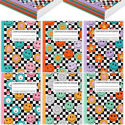 Fullhawl 6 Pcs Bow Composition Notebooks, Preppy Coquette Notebook College Ruled Journal, 110 Page, Cute Back to School Gift for Teacher, Student, First Day of Schooll(Pink,9-3/4 x 7-1/2")