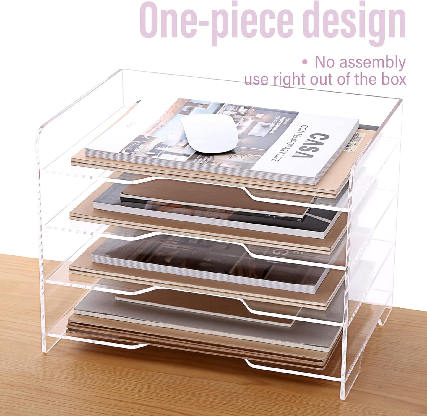 2 Pack- Stackable Paper Letter Tray, A4 File Tray Desk Organizer, Acrylic Desk Organizers and Accessories Sorter, Clear Workspace Office Supplies Organizers, 12.4inx8.86inx3.46in
