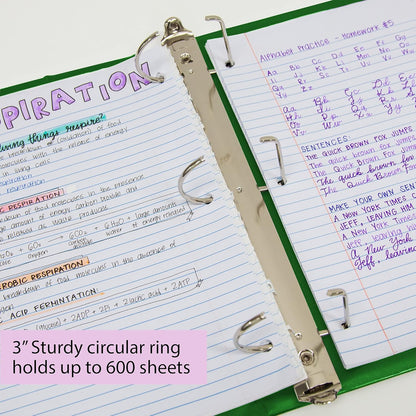 BAZIC Products 3 Ring Binder 3" View Binders Slant D Ring Organizer - White, Hold 600 Sheets Paper, for School Office Home, 2-Count