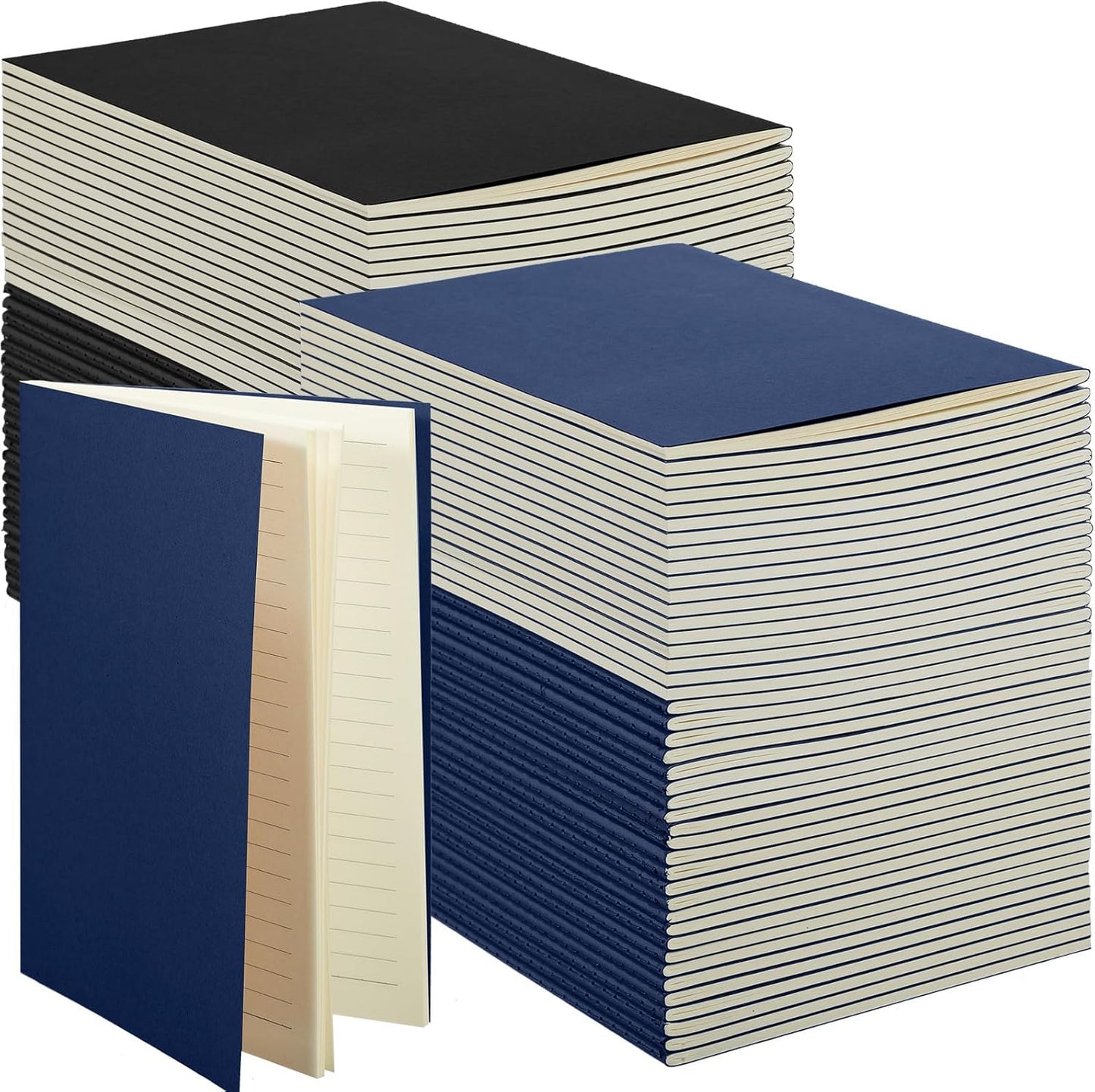 Mimorou 100 Pcs Journals Notebooks Bulk - Kraft Softcover A5 Small Notebooks 5.5 Inch x 8.3 Inch Notepads with 60 Page 30 Sheet for Writing Sketch Travel Office Supplies(Navy Blue,Lined)