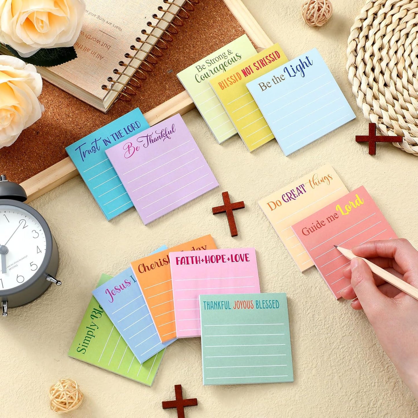 Yinder 48 Pcs Inspirational Sticky Notes Cute Motivational Sticky Notes Pad End of Year Employee Appreciation Gifts Bulk for Teacher Nurse Coworkers Office Supplies 3 x 3'' (Thank You,Dark Color)