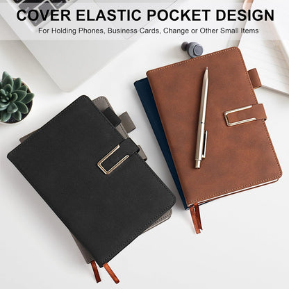 Hardcover Lined Notebook Journal for Women & Men,256 Pages 5.7 x 8.3 inches,A5 Ruled Notebooks Magnetic Closure Leather Journal,Daily for Work,Meeting,Travel,Writing,School and Note Taking (Gray)