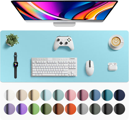 Aothia Leather Office Desk Pad Protector, Non-Slip PU Leather Desk Blotter, Waterproof Laptop Writing Mouse Pad for Office and Home, Black, 31.5" x 15.7" - Colors B