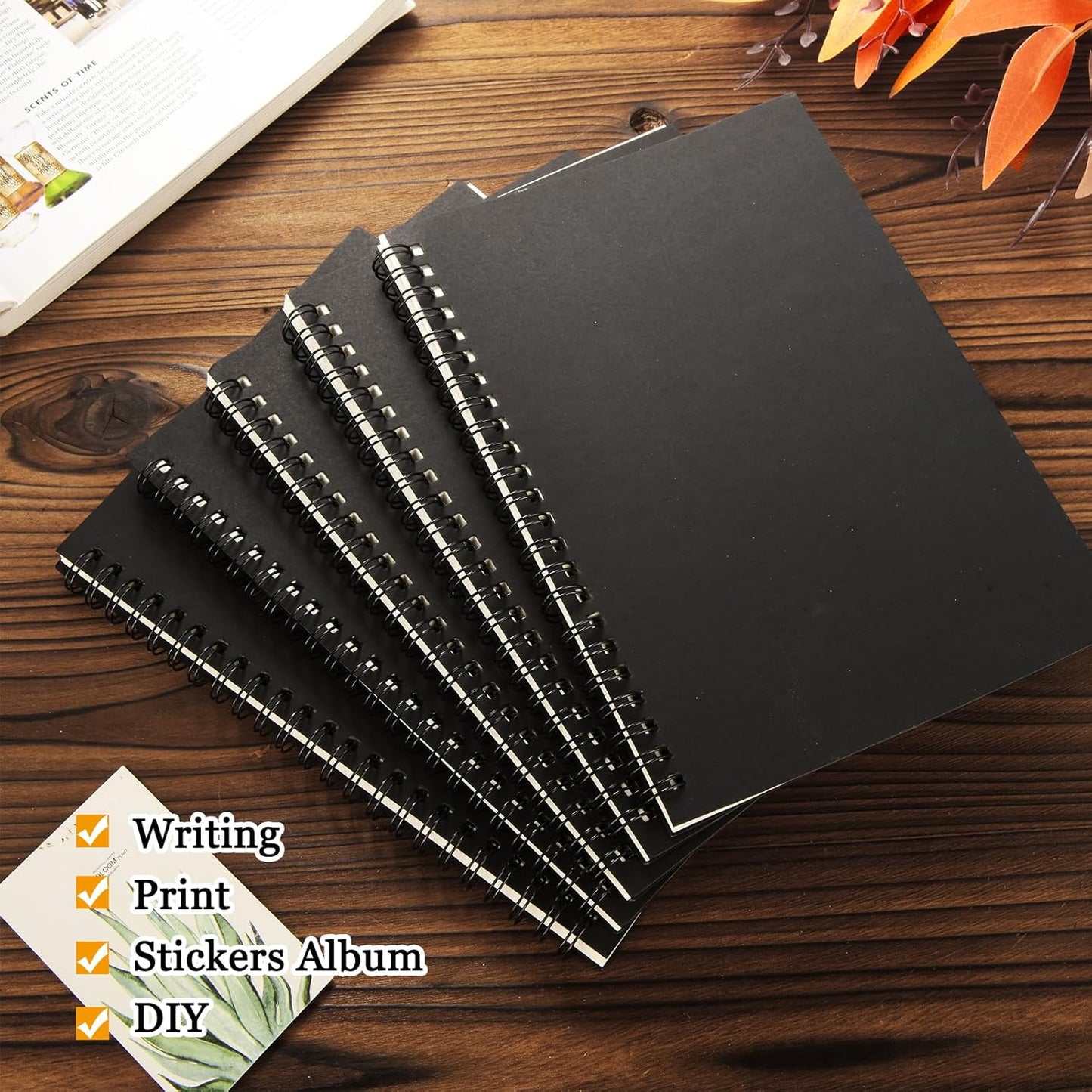 MIVIDE 24 Pack A5 Bulk Spiral Notebooks with Kraft Cover, 8.3 x 5.8 Inch 120 Pages Hardcover Spiral Lined Notebook Journal, Lined Travel Bulk Writing Notebook for School Office Supplies(Black, Kraft)