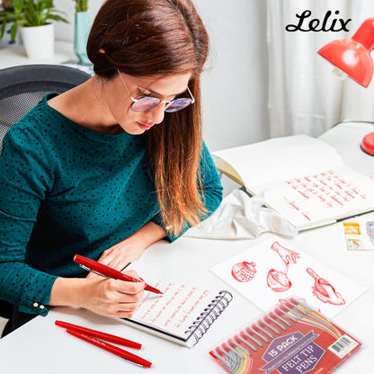 Lelix Felt Tip Pens, 30 Black Pack, 0.7mm Medium Point, Felt Tip Markers Pens for Journaling, Writing, Note Taking, Planner, Perfect for School Office and Art Supplies