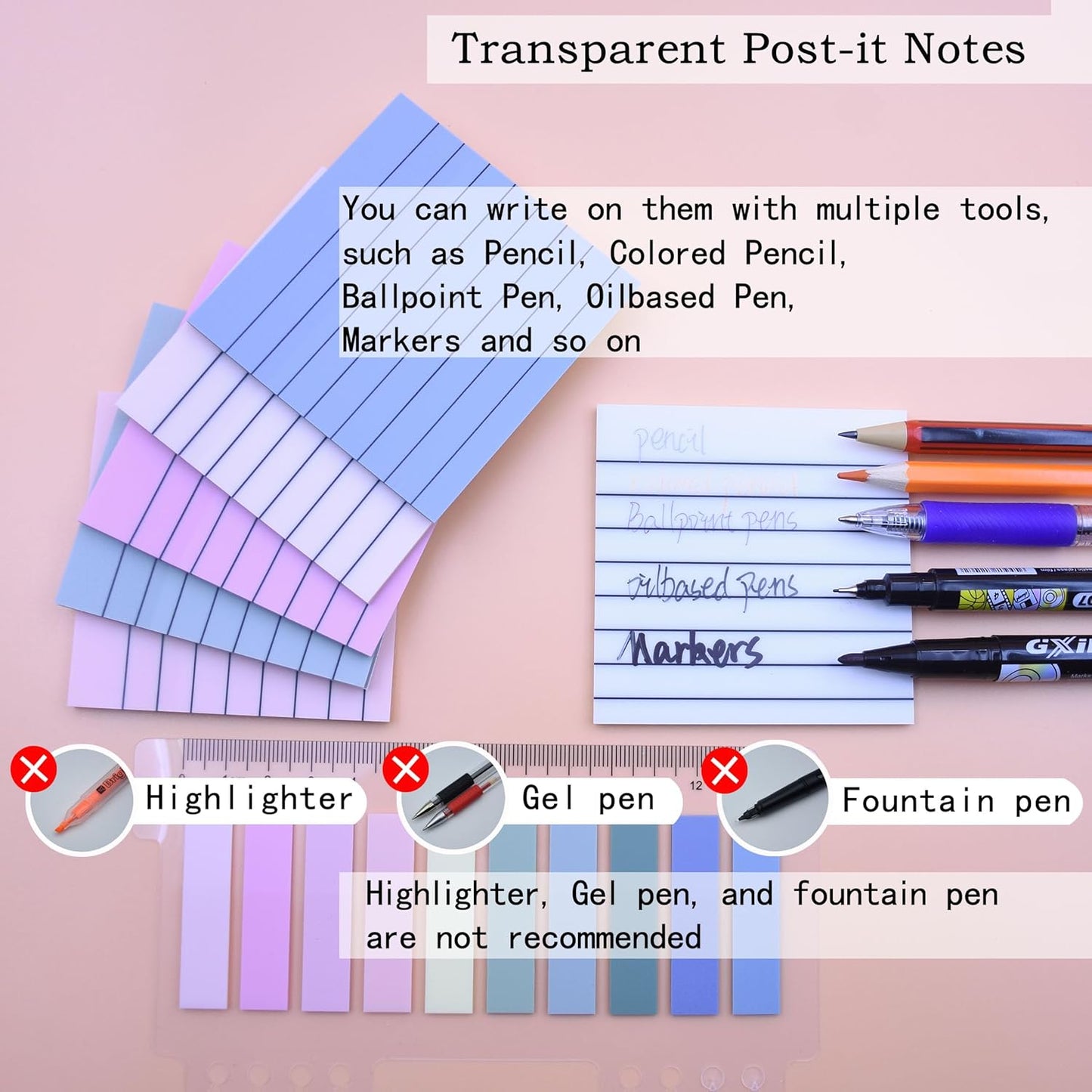 YOUDEFUL 1600pcs Translucent Sticky Note Tabs, Morandi Page Markers for Annotating Books,Repositionable Book Flags Tabs Strip with Binders, Clear Sticky Notes,Page Tabs,Index Tabs