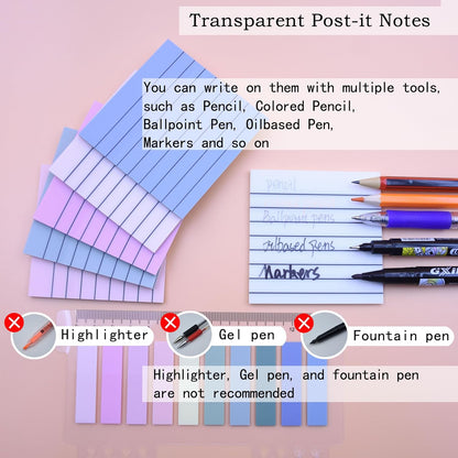 YOUDEFUL 1600pcs Translucent Sticky Note Tabs, Morandi Page Markers for Annotating Books,Repositionable Book Flags Tabs Strip with Binders, Clear Sticky Notes,Page Tabs,Index Tabs