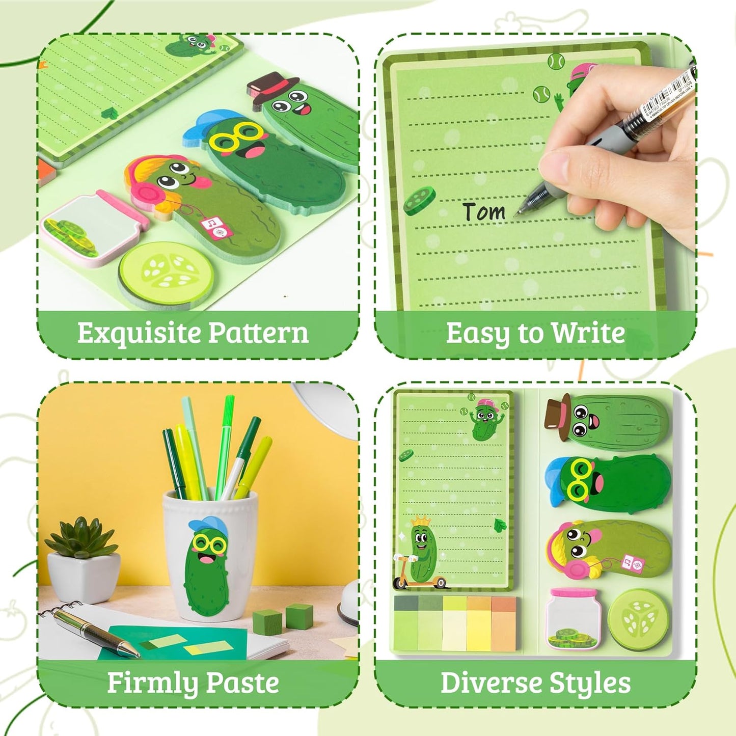 B1ykin Cute Sticky Notes Set - Stay Alive Skeleton Shaped Self-Stick Notes Pad, 550 Sheets Writing Memo Pages Sticky Notepad for Teacher Appreciation Gifts, School Office Supplies (Funny Skeleton) - Colors B