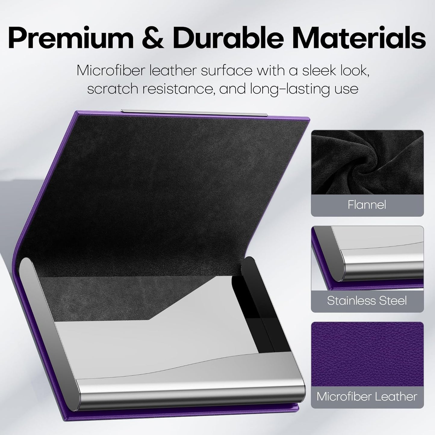 Padike Business Card Holder/ Case Professional PU Leather & Stainless Steel Multi Wallet Credit Card ID Case/Holder for Men & Women. (Black)