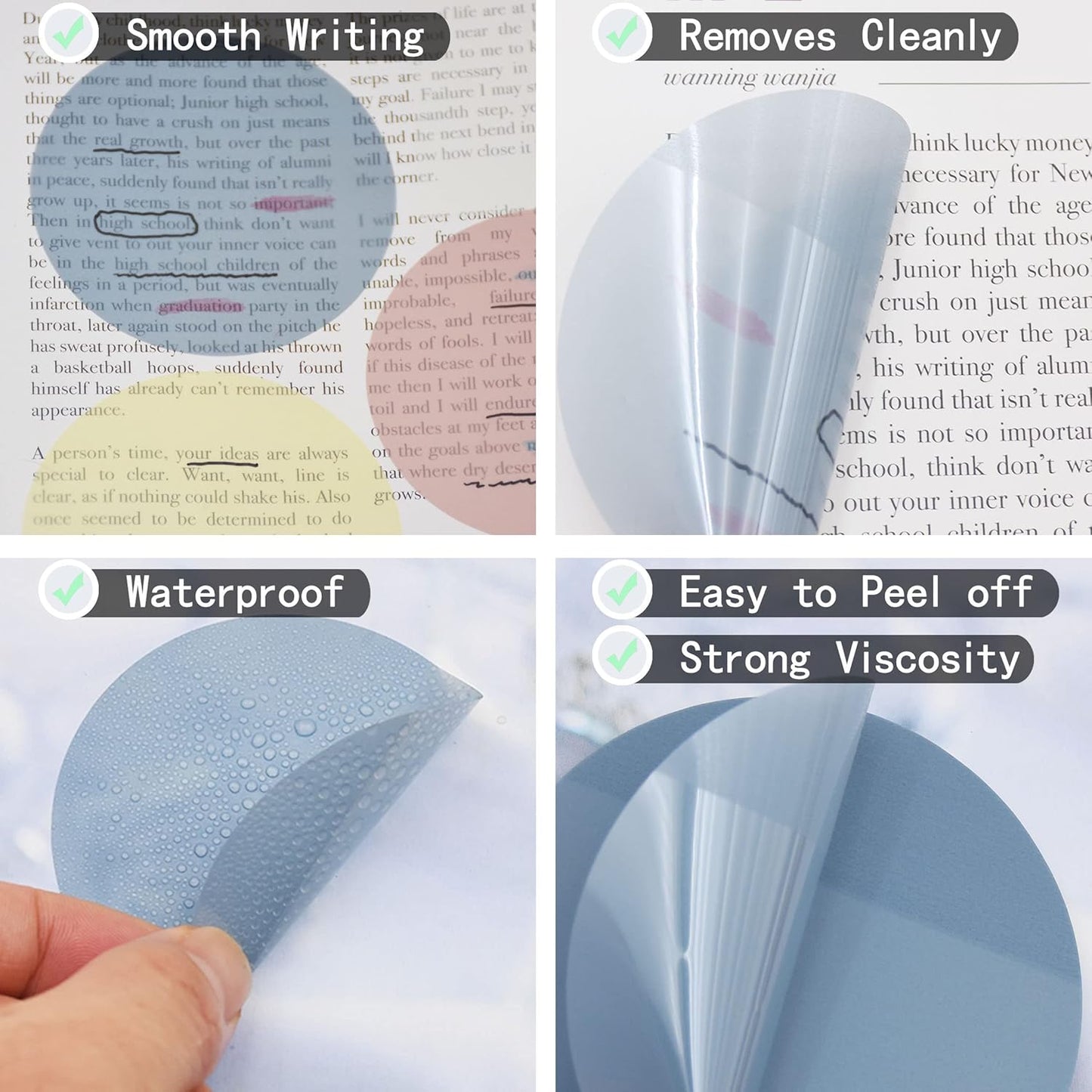 YOUDEFUL 1600pcs Translucent Sticky Note Tabs, Morandi Page Markers for Annotating Books,Repositionable Book Flags Tabs Strip with Binders, Clear Sticky Notes,Page Tabs,Index Tabs