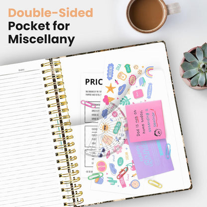 Large Lined Spiral Journal for Women Cute Hardcover 5 Subject Notebook for Work 8.5" x 11" with Removable Dividers & Tabs, College Ruled, 280 Pages Aesthetic Journal for Work, School & Note Taking, Garden of Whimsy