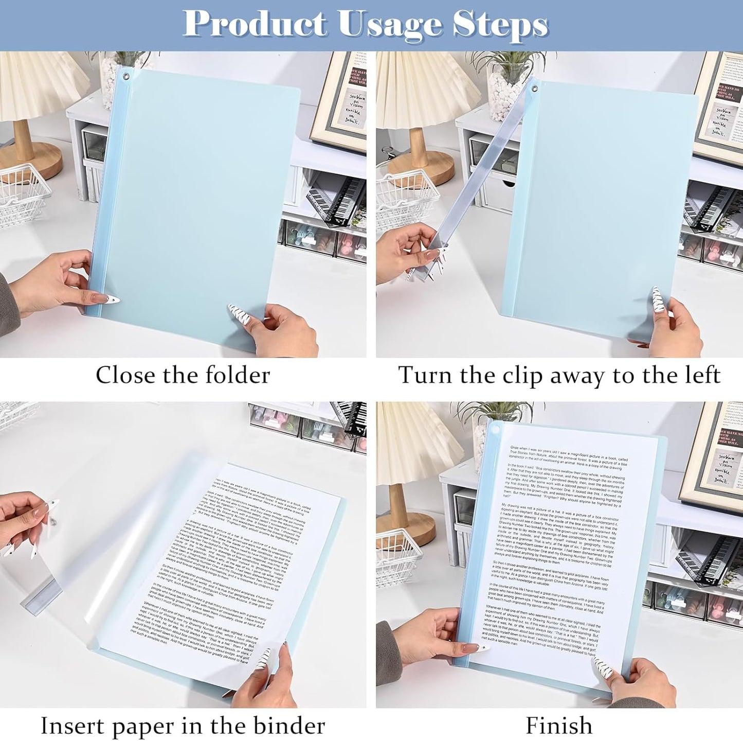 BAYTORY 5Pcs Clear Report Covers with Swing Clip, Plastic Folders for A4 and Letter Size Paper, Clear Front Presentation Binder for School Business, 40 Sheets Capacity/Pack (Blue)