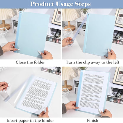 BAYTORY 5Pcs Clear Report Covers with Swing Clip, Plastic Folders for A4 and Letter Size Paper, Clear Front Presentation Binder for School Business, 40 Sheets Capacity/Pack (Blue)