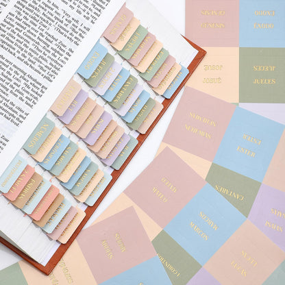 Laminated Bible Tabs, Gold Foil Embossed Lettering Bible Chapter Index Tabs for Women Men, Reposition Large Print Sticky Labels, Easy to Read and Apply, 105Chapters Labels for Easy Navigation (Black)