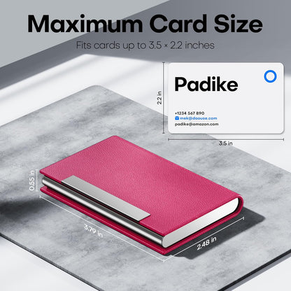 Padike Business Card Holder/ Case Professional PU Leather & Stainless Steel Multi Wallet Credit Card ID Case/Holder for Men & Women. (Black)