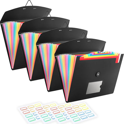 5-Pack 13-Pocket Expanding File Folder, Accordion File Organizer with Labels, Fits Letter Size & A4 Paper, for Home Office School College Supplies