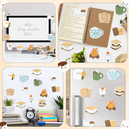 CJiangpo 30Pcs Marshmallow Sticky Notes Pads, 600 Sheets Cute Self Stick Notepad Memo Pads Funny Cartoon Page Marker Classroom Rewards Camping Themed Gift
