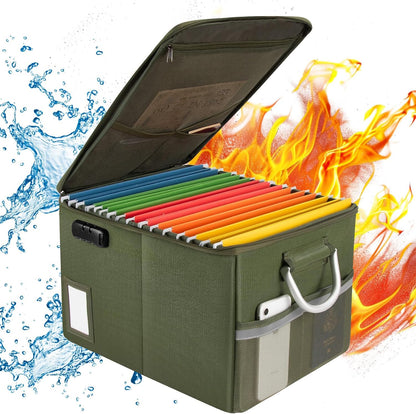 TOMKID Fireproof Document Box, Fireproof File Box with Lids, Important Document Organizer Box with Lock, Portable File Folder Organizer with Handle