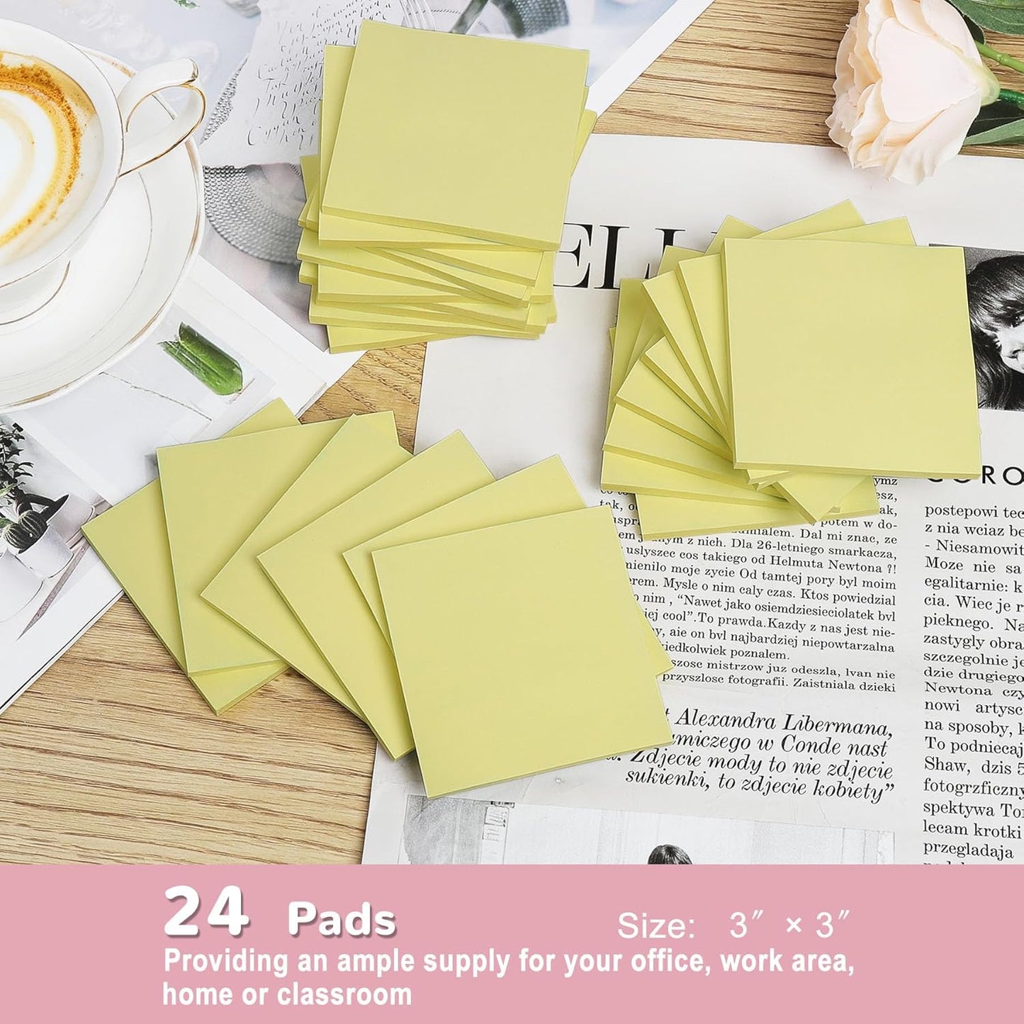 (24 Pack) Sticky Notes 3x3 in Post, 12 Bright Colors Sticky Note Self-Stick Notes Pads,Strong Adhesive, Easy to Post for Home, Office, Notebook