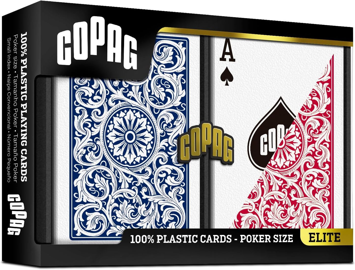 Copag 1546 Design 100% Plastic Playing Cards, Poker Size (Standard) Red/Blue (Jumbo Index, 6 Sets)