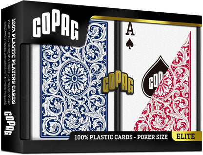 Copag 1546 Design 100% Plastic Playing Cards, Poker Size (Standard) Red/Blue (Jumbo Index, 6 Sets)